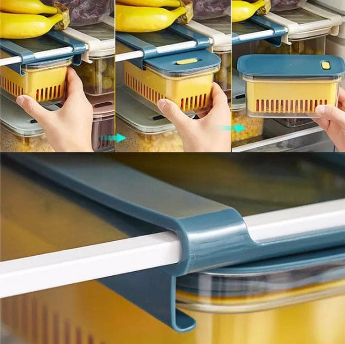 Drawer Refrigerator Basket, Stretchable Fridge Organizer, Pull-out Drawer Fresh Spacers, Ginger Garlic Storage Container For Refrigerator, Vegetables And Fruits Storage Containers Drawer Refrigerator Basket, Stretchable Fridge Organizer, Pull-out Drawer Fresh Spacers, Ginger Garlic Storage Container For Refrigerator, Vegetables And Fruits Storage Containers